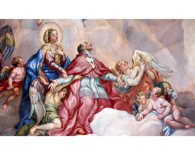 Johann Michael Rottmayr, Intercession of Charles Borromeo supported by the Virgin Mary, 1714 | Art Print | Canvas Print | Fine Art Poster