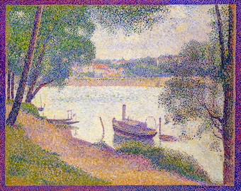 Georges Seurat, Gray weather, Grande Jatte, 1888 | Art Print | Canvas Print | Fine Art Poster | Art Reproduction | Archival Giclee | Gift