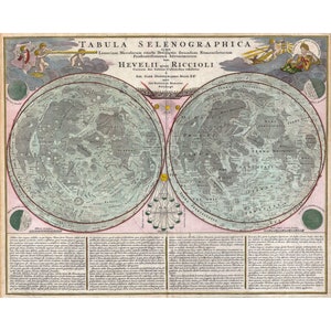 Geographicus, Homann and Doppelmayr Map of the Moon, 1707 | Art Print | Canvas Print | Fine Art Poster | Art Reproduction | Archival Giclee