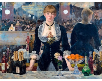 Edouard Manet - A Bar at the Folies-Bergere (1882), Canvas Print or Fine Art Giclee - Enhanced