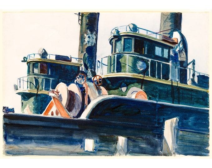 Edward Hopper, Two Trawlers, 1923 | Art Print | Canvas Print | Fine Art Poster | Art Reproduction | Archival Giclee | Gift Wrapped