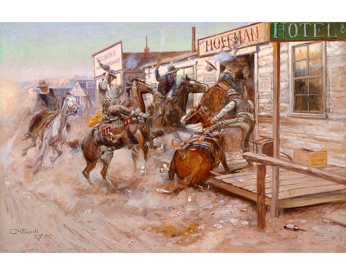 Charles Marion Russell, In Without Knocking, 1909 | Art Print | Canvas Print | Fine Art Poster | Art Reproduction | Archival Giclee | Gift