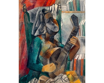 Pablo Picasso, Woman with a Mandolin, 1909 | Art Print | Canvas Print | Fine Art Poster | Art Reproduction | Archival Giclee | Gift Wrapped