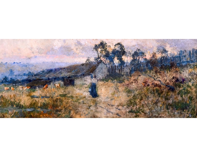 E. Phillips Fox, The Milking Shed, 1893 | Art Print | Canvas Print | Fine Art Poster | Art Reproduction | Archival Giclee | Gift Wrapped