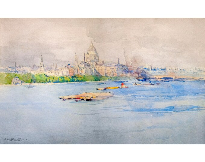 Arthur Streeton, St Pauls from the river Thames, 1918 | Art Print | Canvas Print | Fine Art Poster | Art Reproduction | Archival Giclee