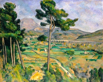 Paul Cézanne, Mont Sainte-Victoire and the Viaduct of the Arc River Valley, 1885 | Art Print | Canvas Print | Fine Art Poster | Art