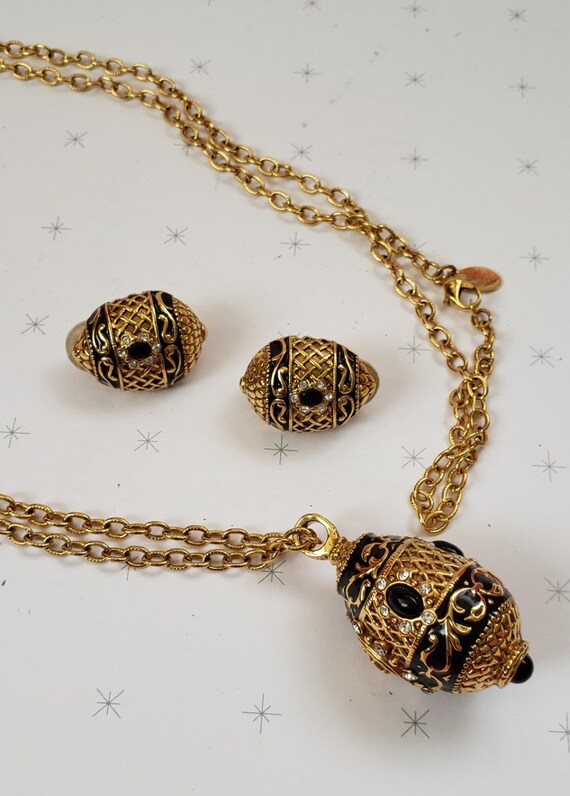 Joan Rivers JET ANNIVERSARY PENDANT and Matching E