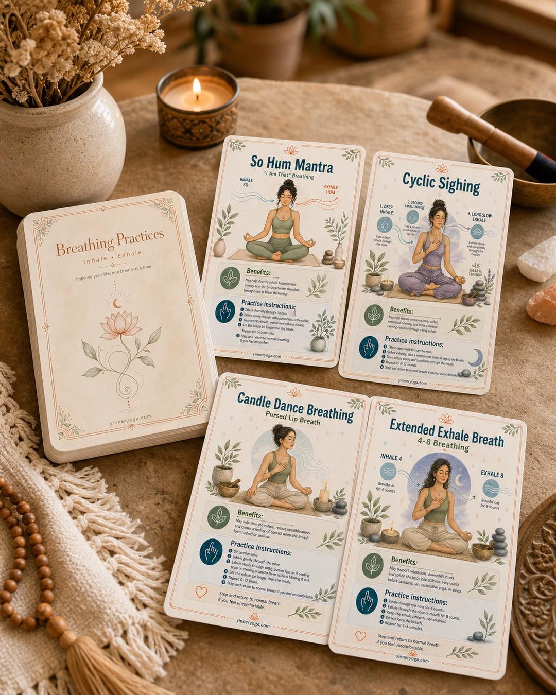 Breathing Exercises Card Deck Breathing Practice Journal With Prompts Pranayama & Breathwork ...