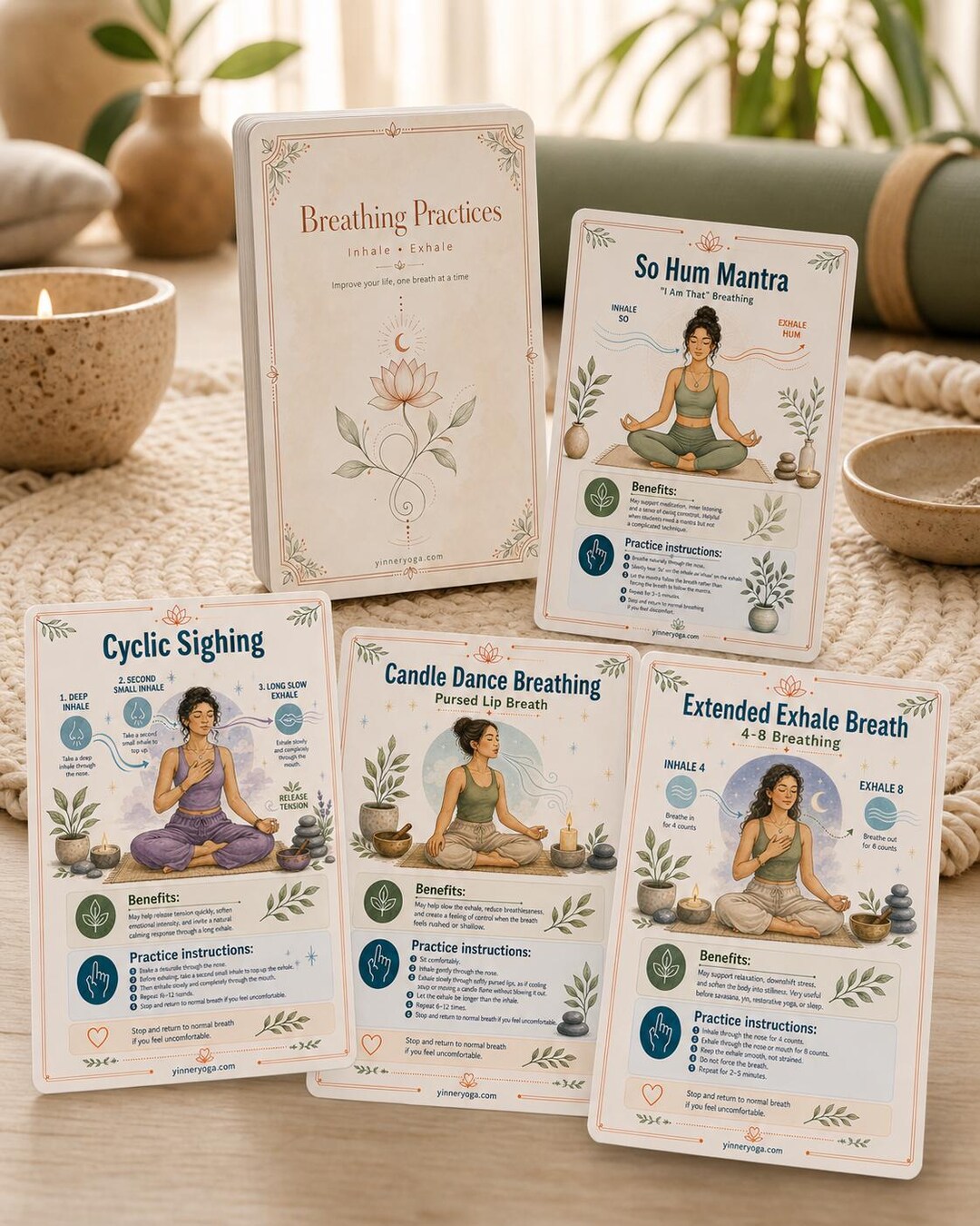 Breathing Exercises Card Deck Breathing Practice Journal With Prompts Pranayama &amp; Breathwork ...