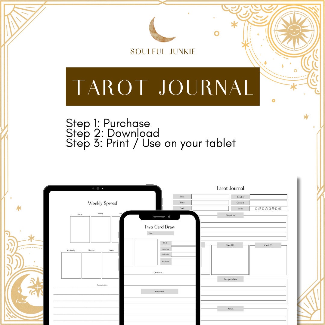 Printable Tarot Journal, Instant Download Digital Tarot Journal, Daily Card Reading, Tarot ...