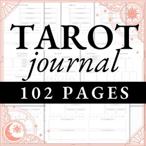 Printable Tarot Journal for Beginners | 102 Pages Daily Readings, Spreads, Workbook, Reflection Prompts, Witchy Wellness & Personal Growth