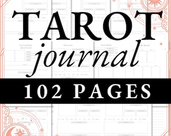 Printable Tarot Journal for Beginners | 102 Pages Daily Readings, Spreads, Workbook, Reflection Prompts, Witchy Wellness & Personal Growth