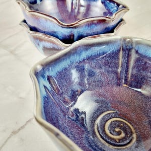 Small Ceramic Ice Cream Bowl Handmade in Purple and Blue