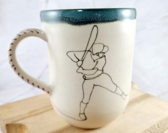 Handgeschilderde baseball-/coachmok: gepersonaliseerd keramisch cadeau