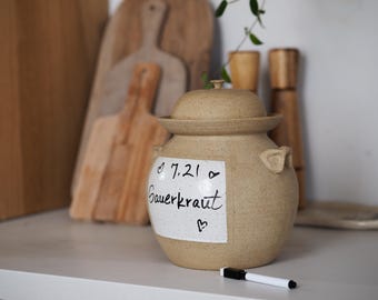 96 oz beige with speckles handmade ceramic fermentation crocks ceramic pickling jar sauerkraut ceramic jar fermentation