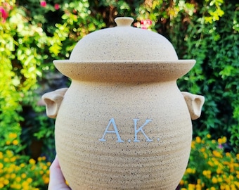 64oz dark beige with speckles handmade ceramic fermentation crocks pickling jar sauerkraut ceramic jar fermentation handmade