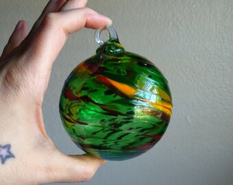 Green Blown Glass Christmas Ornament