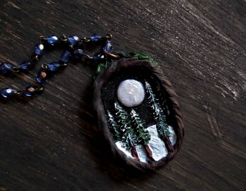 Opal Moon Clay Necklace