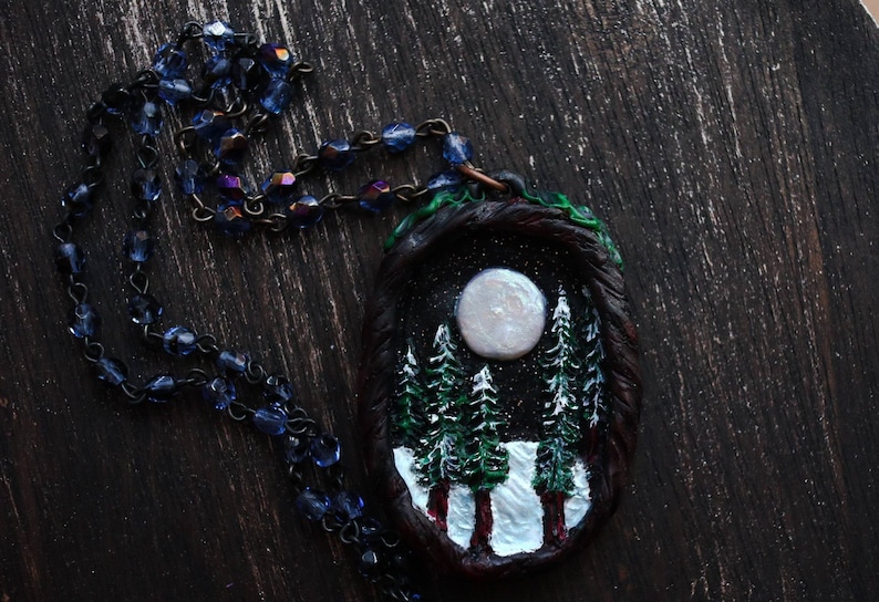 Opal Moon Clay Necklace