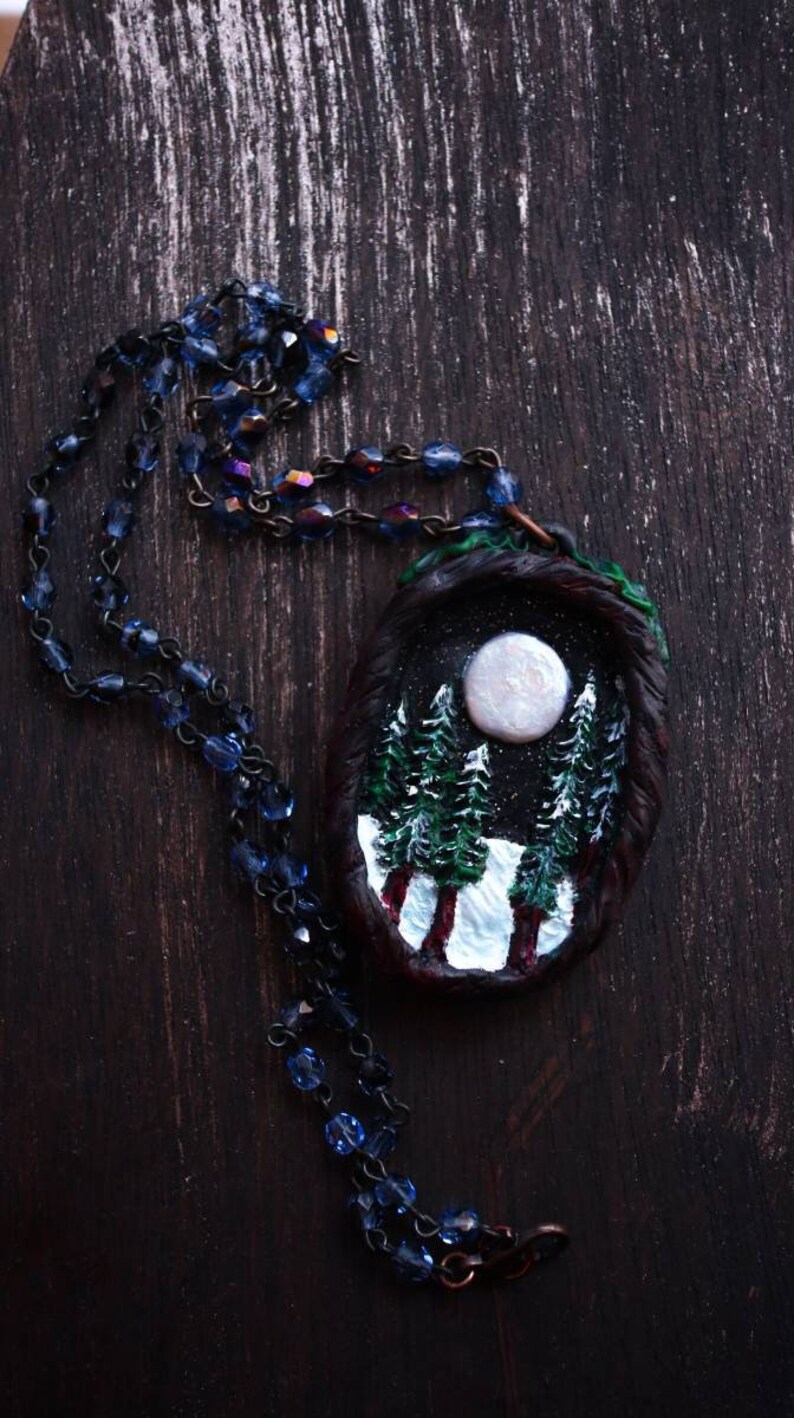 Opal Moon Clay Necklace