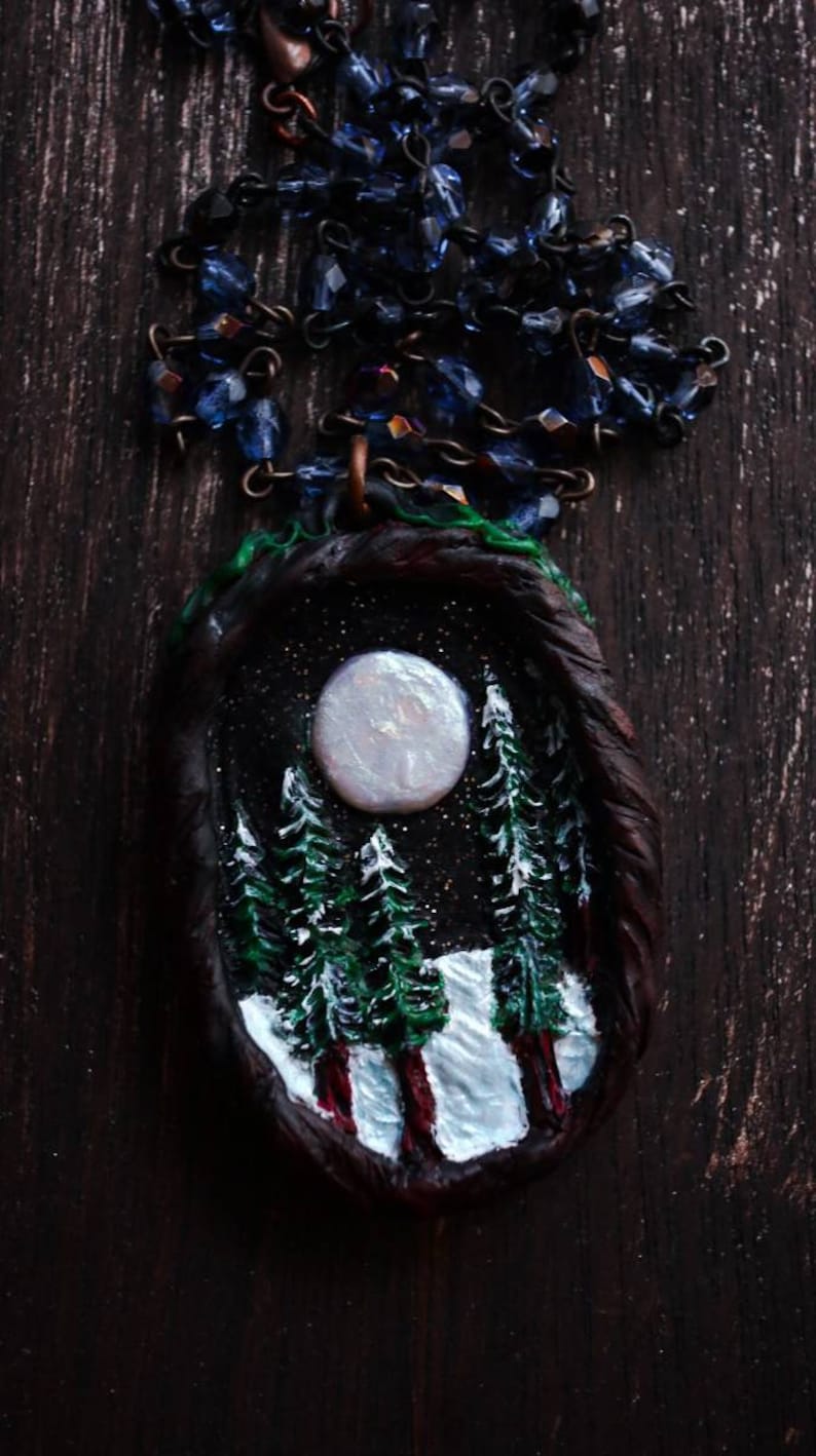 Opal Moon Clay Necklace