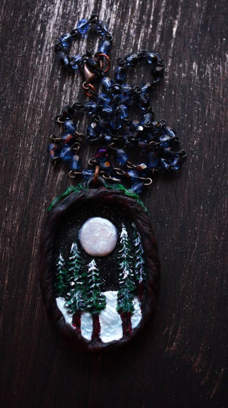 Opal Moon Clay Necklace
