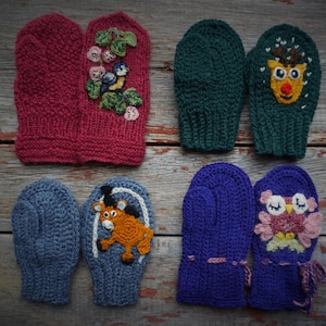 Ready to Ship!Handmade toddlers-children-kids mittens S/M/L 2,3,4,5 Years /boys girls wool gloves/Hand Knitted gloves/patterned gloves/Gift
