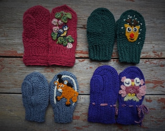 Handgemachte Kleinkind-Kinder-Kinder-Handschuhe S/M/L 2,3,4,5 Jahre /Jungen Mädchen Wollhandschuhe/Handgestrickte Handschuhe/Gemusterte Handschuhe