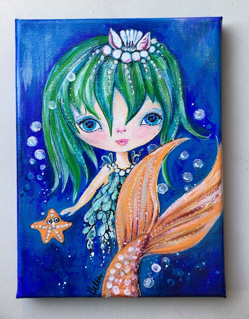 Mermaid. Aria original acrylic painting on canvas Etsy
