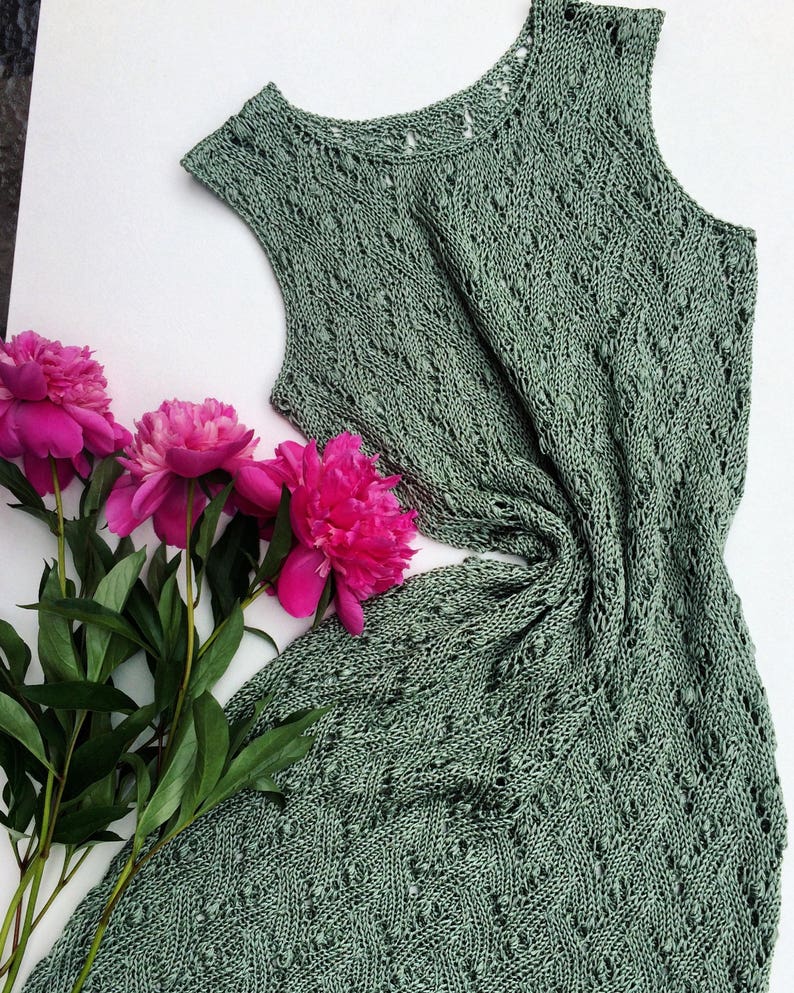 Olive summer dress. Lace dress. Knitted dress | Etsy