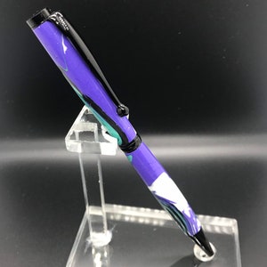 Slim Twist Pen in Purple, Teal, & White Acrylic