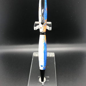 Slim Twist Pen in Blue, Orange, & White Acrylic