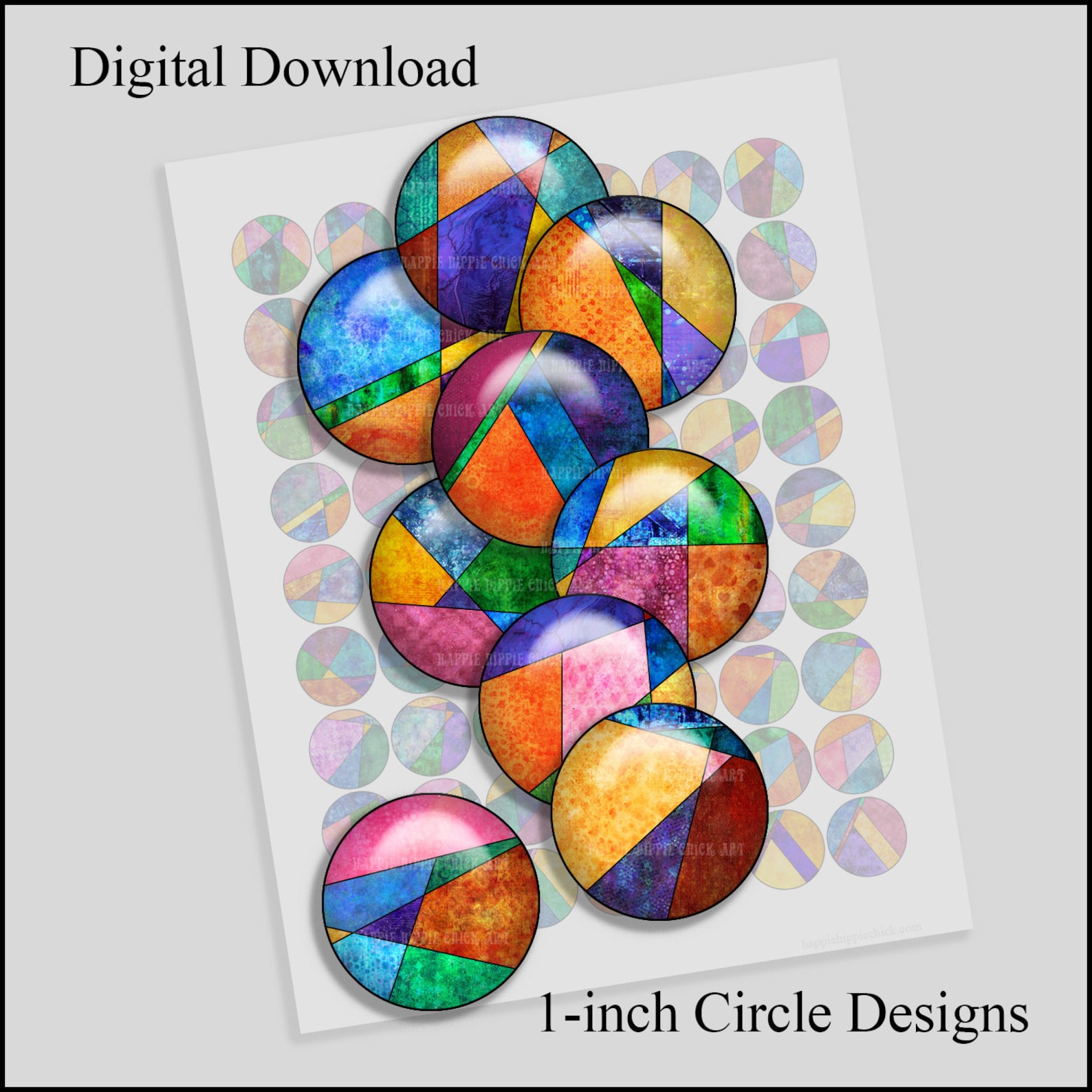 Stained Glass Circles Abstract Circles Cabochon Image Etsy