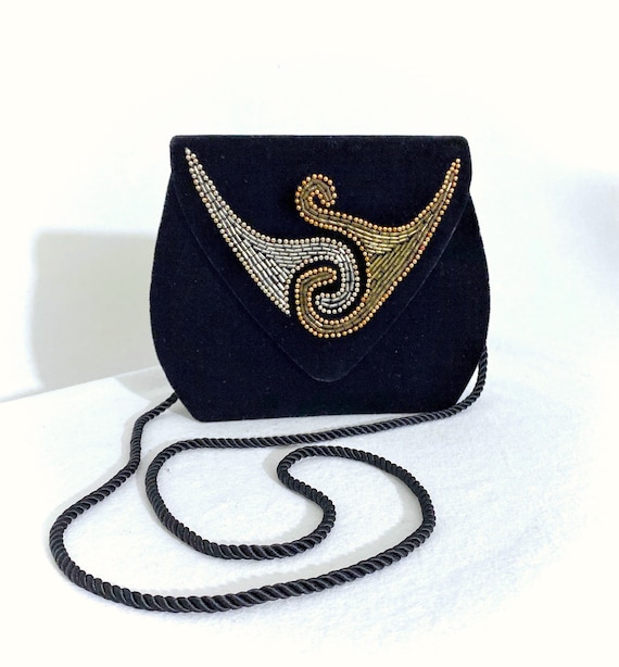 Caressa 1980s beaded evening bag/ 1980s crossbody