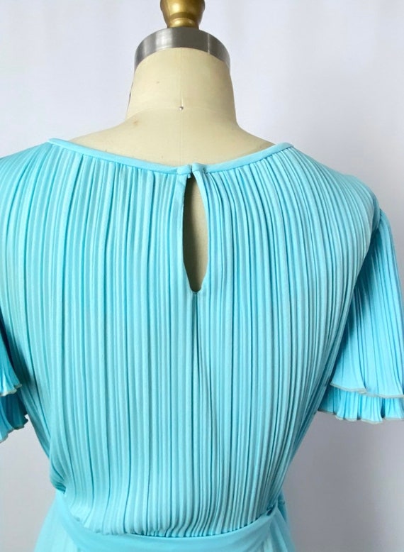 70s blue dress/ pleated aline /vintage dress/ siz… - image 5