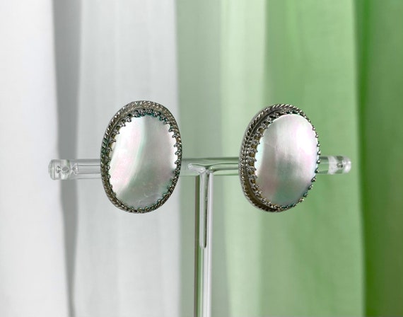 Whiting and Davis vintage earrings/ mother of pea… - image 3