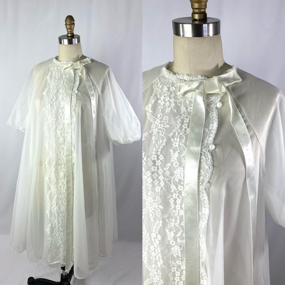 vintage sheer sleeve nightgown/size medium - image 1