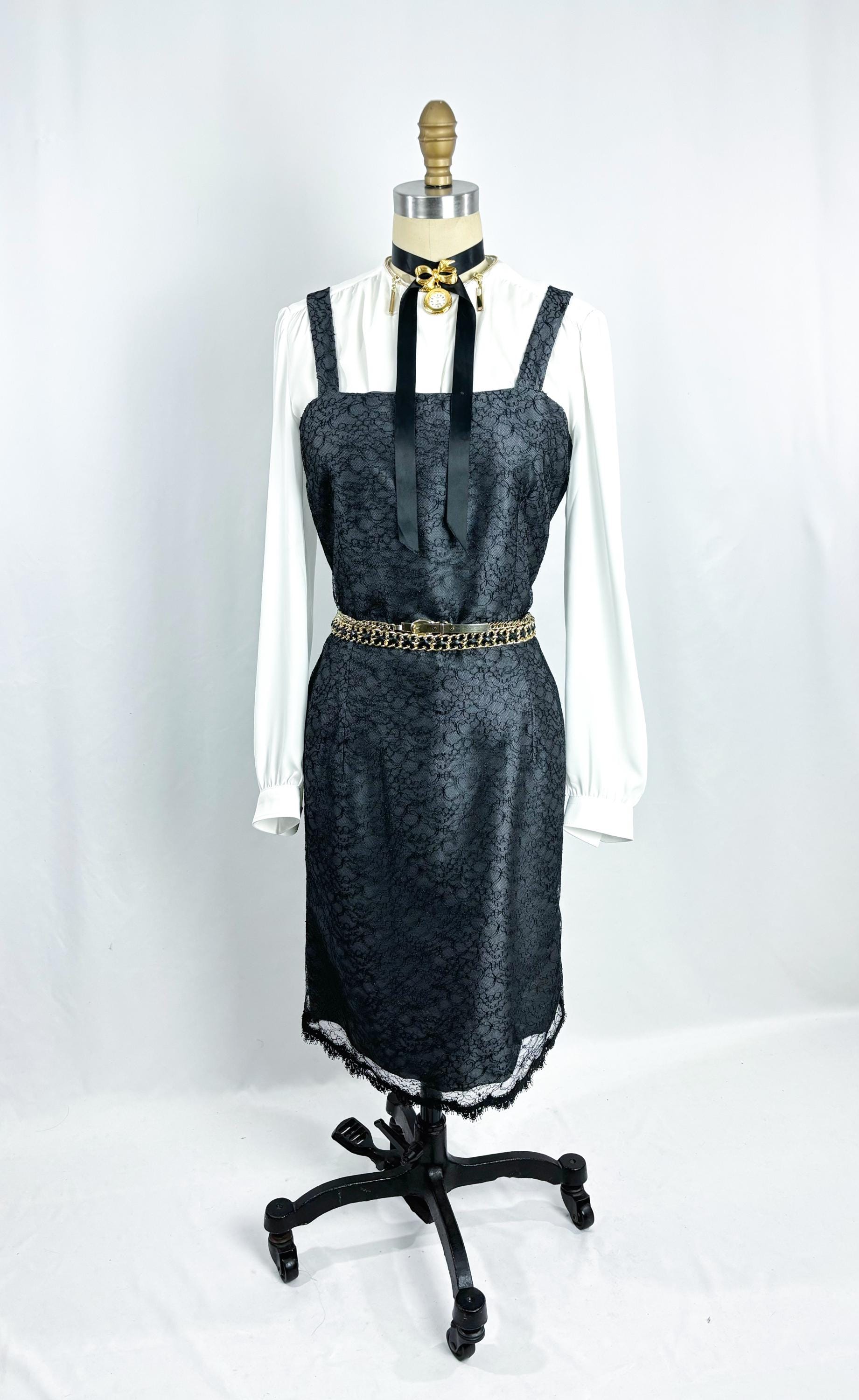 vintage grey lace dress Anne Klein 2Pc Jacket & Dress Set, 12 / Black main image 1