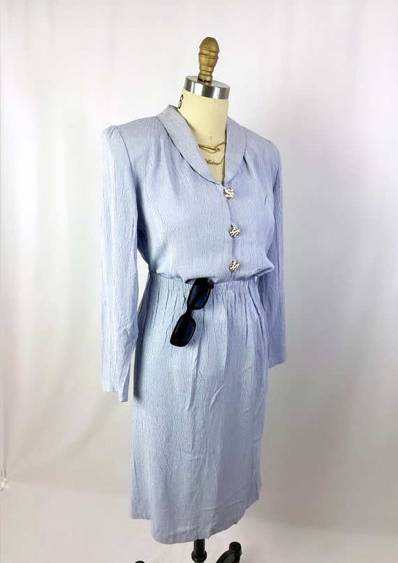 1980s blue skirt suit set/ vintage jacket set /Si… - image 3