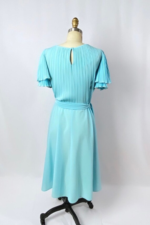 70s blue dress/ pleated aline /vintage dress/ siz… - image 8