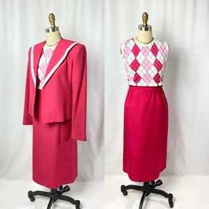 Pink Vintage Blazer and Skirt Set / 1980s two pieces/ size label