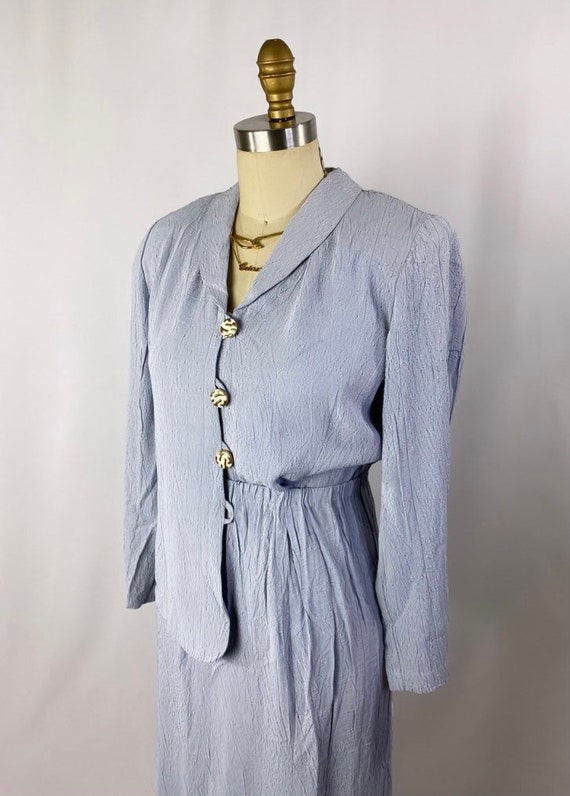 1980s blue skirt suit set/ vintage jacket set /Si… - image 4