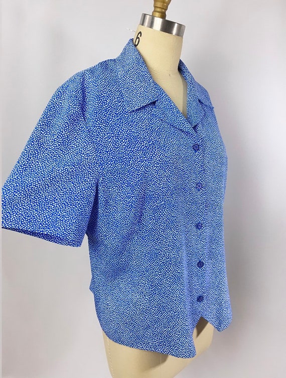 Vintage Blue  Button Up / Blue & White top - image 5