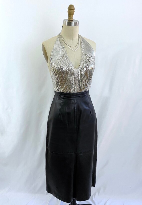 Vintage Whiting and Davis Metal Mesh top/1970s sil