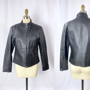 Vintage leather biker jacket/ 1990s motor jacket/size small