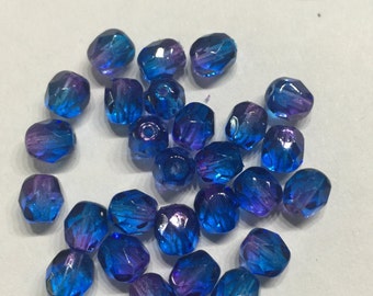 SALE - 10 pieces gradient glass cut beads - in 6 different color combinations - 6 mm - pack of 10