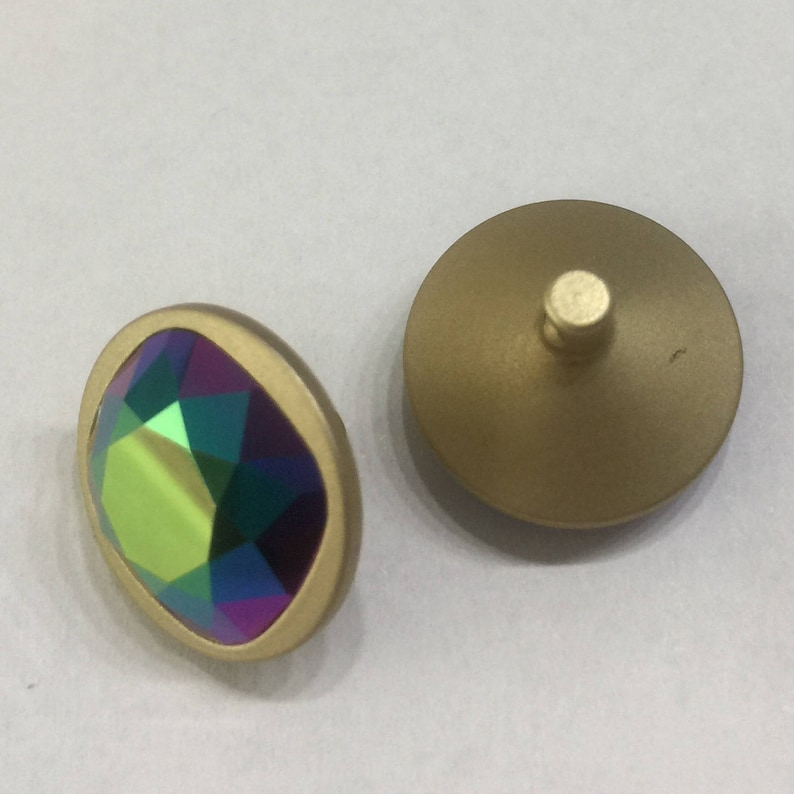 Swarovski Metal Shank Button 1811/120 Crystal Scarabaeus Green F 001