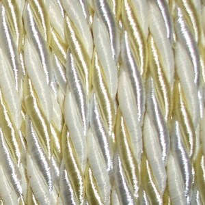 SALE Thick twisted satin cord 4 mm per meter weiß-creme-silber