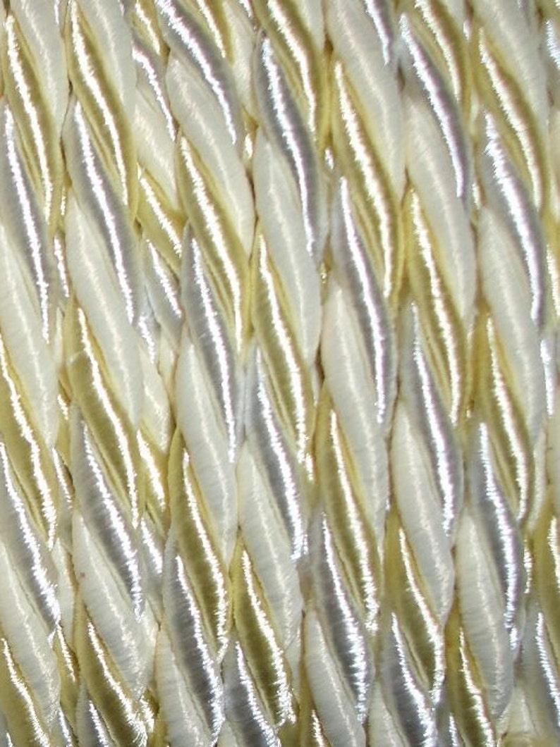 SALE Thick twisted satin cord 4 mm per meter weiß-creme-silber