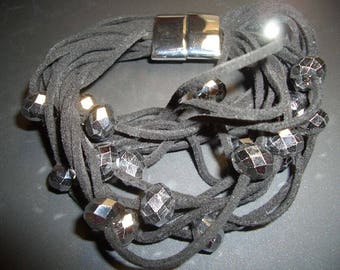 Velourarmband mit Magnetverschluss - 20cm - schwarz oder grau